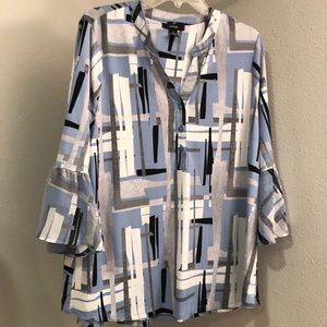 Alfani Bell Sleeve Button Blouse Large